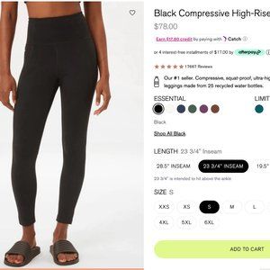 Girlfriend Collective Black SM Compressive High-Rise Legging
